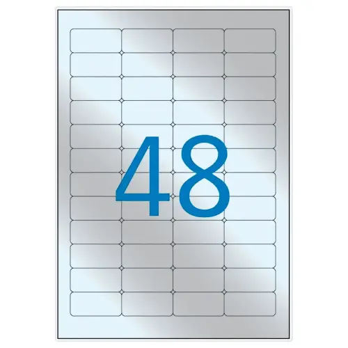 20 Planches d'étiquettes inaltérables laser 45,7x21,2mm 960 étiq. argent