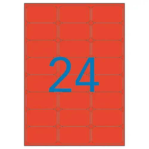 20 Planches d'&eacute;tiquettes L63,5xH33,9 mm 480 &eacute;tiq/ bo&icirc;te, rouge 