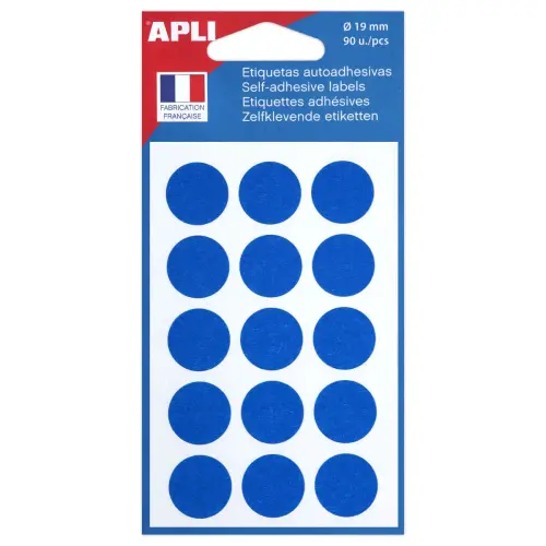 90 pastilles gommettes de signalisation rondes, Ø19 mm, bleu