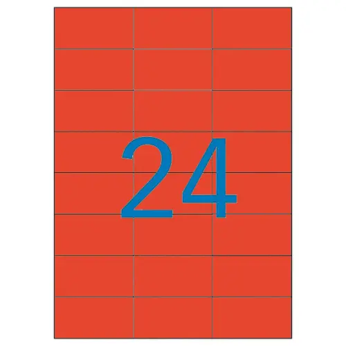 100 Planches d'&eacute;tiquettes 70x37 mm par 2400/bo&icirc;te, rouge 