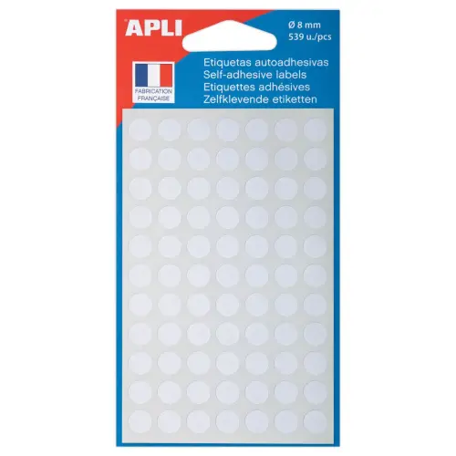 539 pastilles gommettes de signalisation rondes, &Oslash; 8mm, blanc 