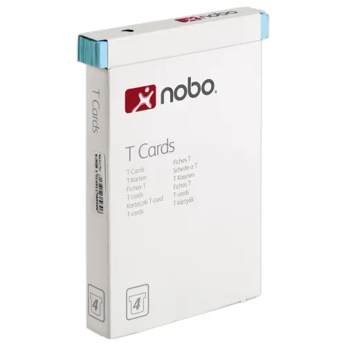 100 Fiches T pour planning - Taille 4 - Bleu Clair - NOBO