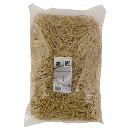 Sachet de 1 kg de bracelets &eacute;lastiques &eacute;troits en caoutchouc - Blond - 150 mm - SIGN 