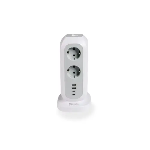 Multiprise WATTBALL compacte et mobile- Coloris : Blanc/gris 