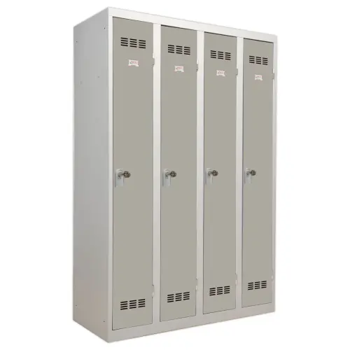 Vestiaire d'atelier 4 colonnes, H 180 xL 120 X P 50 cm gris/gris