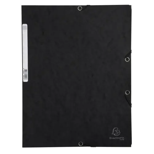 Chemise 3 rabats &agrave; &eacute;lastiques carte lustr&eacute;e - Noir - EXACOMPTA 