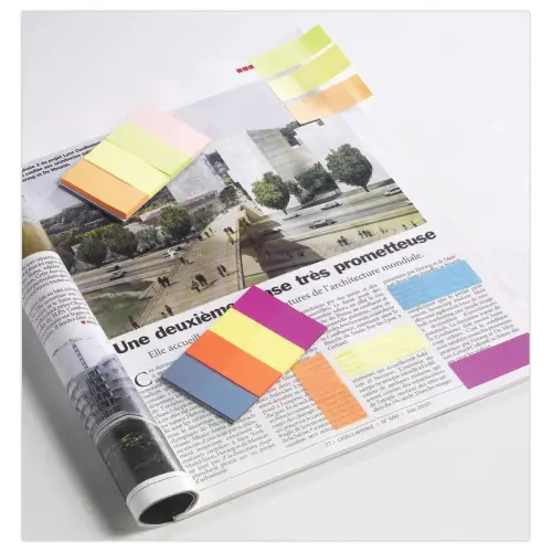 Marque-pages papier 2 x 5 cm - 4 couleurs vives - FIDUCIAL