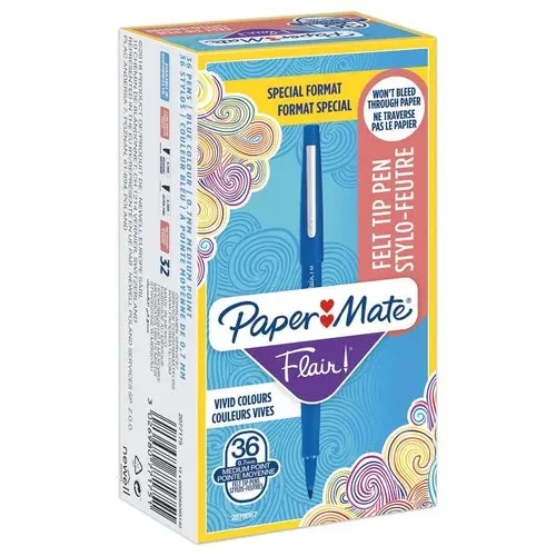 36 (30+6 offerts) Feutres Flair Original - bleu - PAPERMATE
