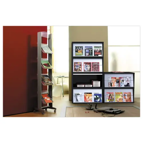 Pr&eacute;sentoir Multibloc modulable en polystyr&egrave;ne noir avec porte grise 