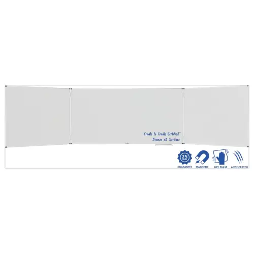 Tableau blanc triptyque UNITE PLUS - Surface &eacute;maill&eacute;e - 100 x 200 cm - Legamaster 