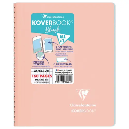 Cahier spirale KOVERBOOK Blush - A5 160 pages - 90g - CLAIREFONTAINE