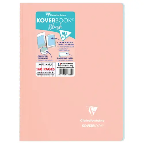Cahier spirale KOVERBOOK Blush A4 160 pages,5X5,90g