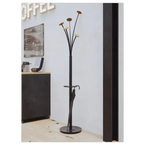 Portemanteau Festy - H 1.75 m - Noir et bois - ALBA