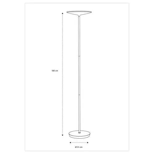 Lampadaire droit LED slim 30W noir, avec variateur noir