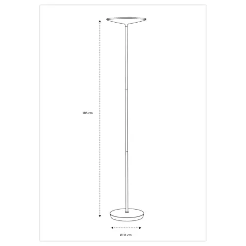 Lampadaire droit LED slim 30W noir, avec variateur noir