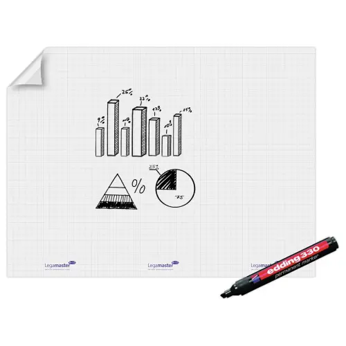 Rouleau 15 feuilles &eacute;lectrostatiques Magic Chart - Quadrillage - 90 x 120 cm - LEGAMASTER 