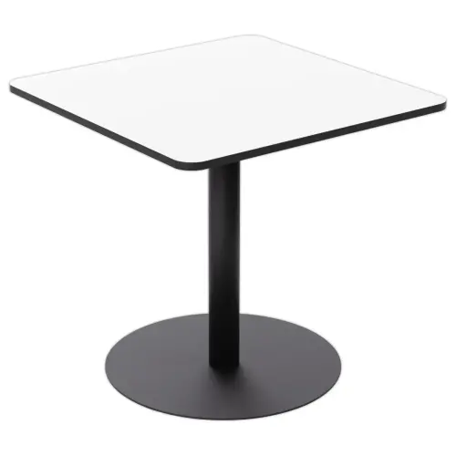 Table de restauration stratifiée carrée- 80x 80 cm - blanc pieds noirs