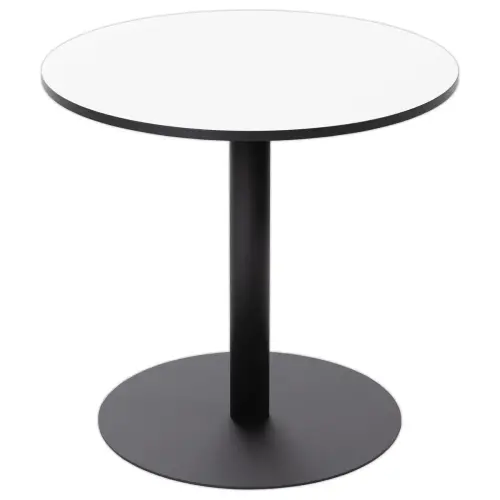 Table de restauration stratifiée rondeØ 80cm - blanc pieds noirs