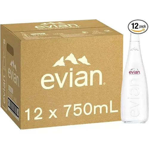 12 Bouteilles d'eau en verre - 75 cl - Evian