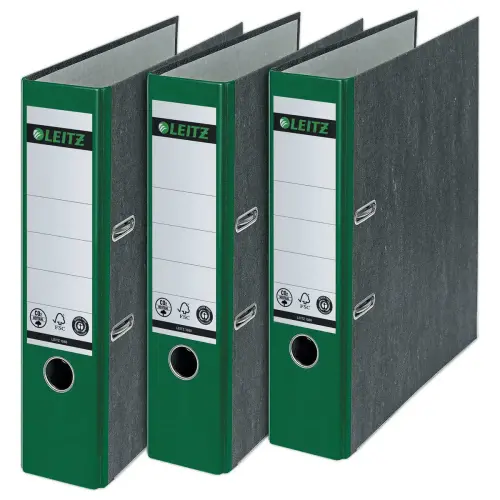 Classeurs &agrave; levier carton marbr&eacute; - Dos 8 cm  - vert - LEITZ 