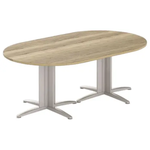 Table réunion ovale 200x120 chêne veiné/aluminium