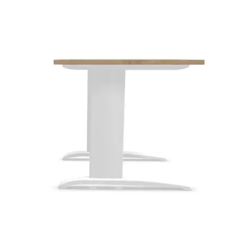 Table 80 x 80 chêne veiné - pieds blanc Fiducial
