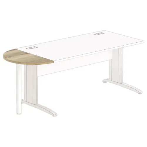 1/2 lune 80 x 40 bureau rectangulaire chêne veiné /blanc