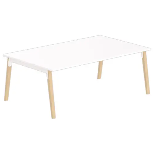 Table de r&eacute;union 200 x 120 cm blanc / h&ecirc;tre 