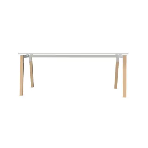 Table de r&eacute;union 200 x 120 cm blanc / h&ecirc;tre 