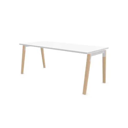 Table de r&eacute;union 200 x 120 cm blanc / h&ecirc;tre 