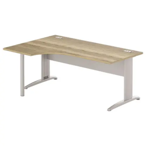 Bureau BUENOS AIRES compact retour &agrave; gauche 180 x 80 ch&ecirc;ne vein&eacute; /alu 