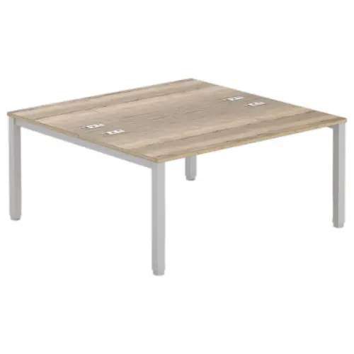 Bureau vis à vis 4 pieds 160 X 160 X 74 chêne veiné/alu