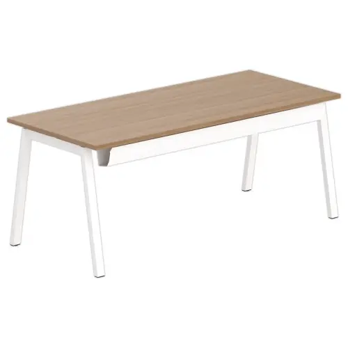Bureau rectangulaire 180x80 Noyer / pi&eacute;t. Blanc BANGKOK 