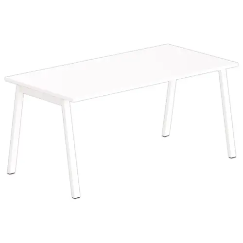 Bureau rectangulaire 160x80 Blanc/ pi&eacute;t. Blanc BANGKOK 