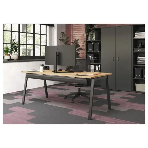 Bureau rectangulaire 160x80 Chêne veiné / piét. Anthracite BANGKOK