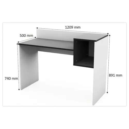 Bureau adapté pour le télétravail en mélaminé avec niche - L 121 cm