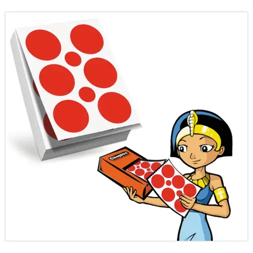 Recharge pour distributeur de gommettes Cléopatre - 60 feuilles prédécoupées - gommettes rondes - 15 et 40 mm - lot
