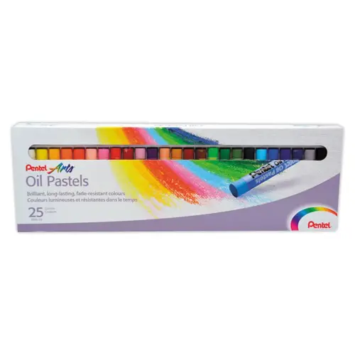 Pastel à l'huile Pentel - 8 mm - coloris assortis - lot de 25