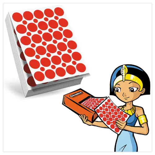 Recharge pour distributeur de gommettes Cléopatre - 60 feuilles prédécoupées - gommettes rondes 8mm et 18 mm -