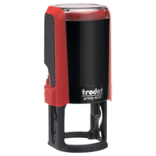 Timbre Printy personnalisable 4630 - Boîtier rouge - Encre noire - Ø30 mm - 6 lignes max.