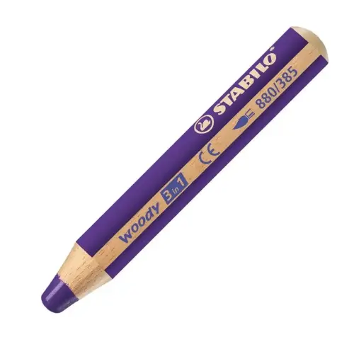 Crayon en bois gros module WOODY - mine 10mm - multi surfaces - violet