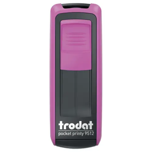 Timbre mobile personnalisable Printy 9512 - Boîtier rose - Encre noire - 47 x 18 mm - 5 lignes max