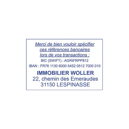Timbre personnalisable Printy 4927 - Boîtier bleu - Encre bleue - 60x 40 mm - 10 lignes max.