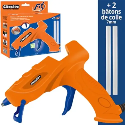 Pistolet à colle pour bâtons de colle Ø 7 mm + 2 recharges - Alix