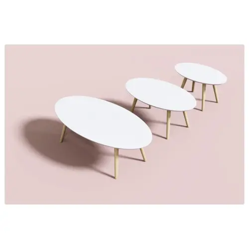 Table basse ovale laquée blanc L 85cm