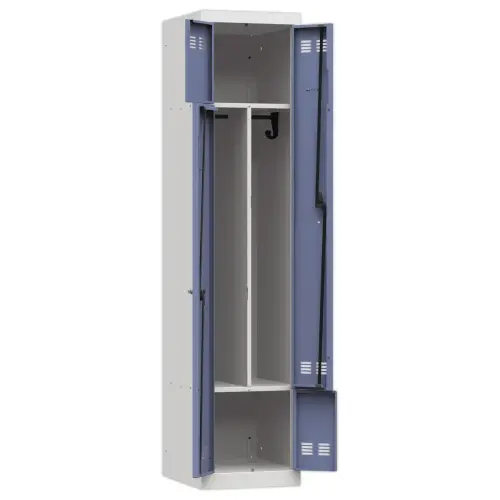 Vestiaire gain de place porte en L 1 colonne -2 utilisateurs- Bleu 