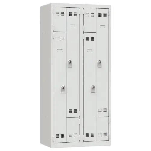 Vestiaire gain de place porte en L 2 colonnes - 4 utilisateurs - Gris 