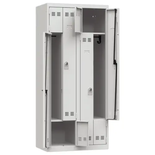 Vestiaire gain de place porte en L 2 colonnes - 4 utilisateurs - Gris 