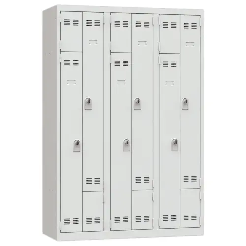 Vestiaire gain de place porte en L 3 colonnes - 6 utilisateurs - Gris