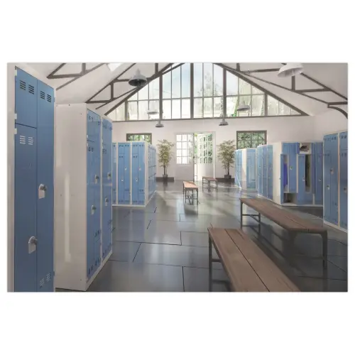 Vestiaire gain de place porte en L 3 colonnes - 6 utilisateurs - Gris
